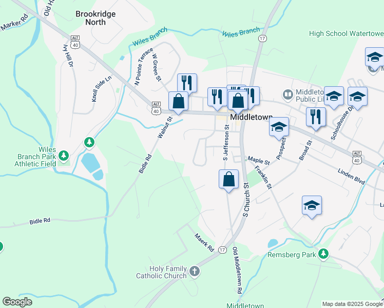 map of restaurants, bars, coffee shops, grocery stores, and more near 43 Boileau Court in Middletown