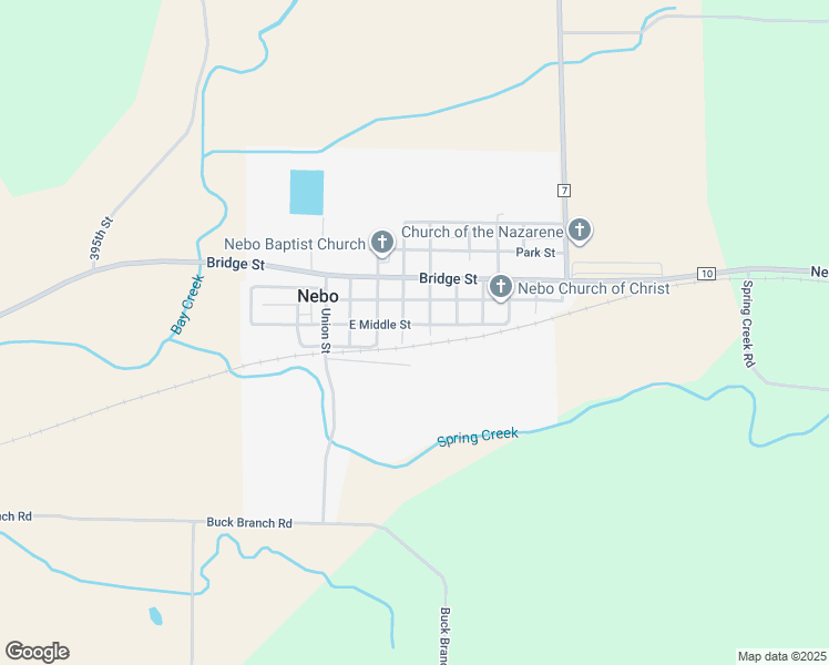 map of restaurants, bars, coffee shops, grocery stores, and more near 306 East Middle Street in Nebo