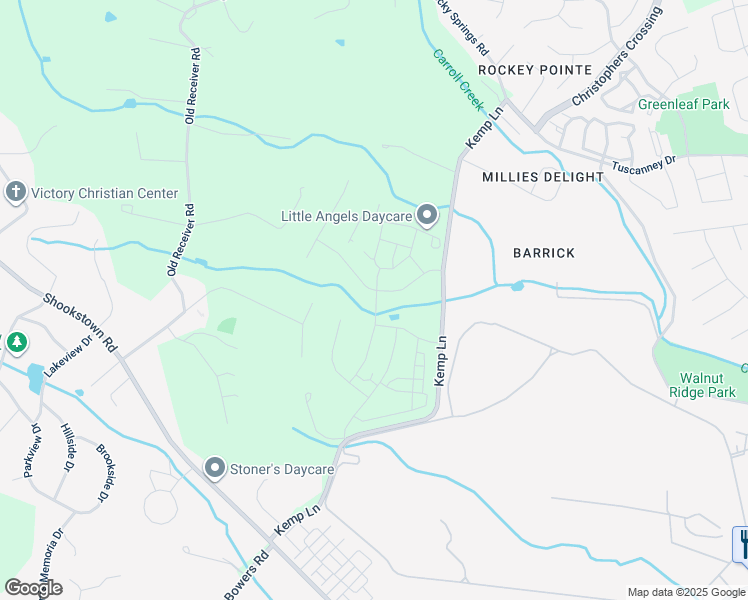 map of restaurants, bars, coffee shops, grocery stores, and more near 1281 Backbone Way in Frederick