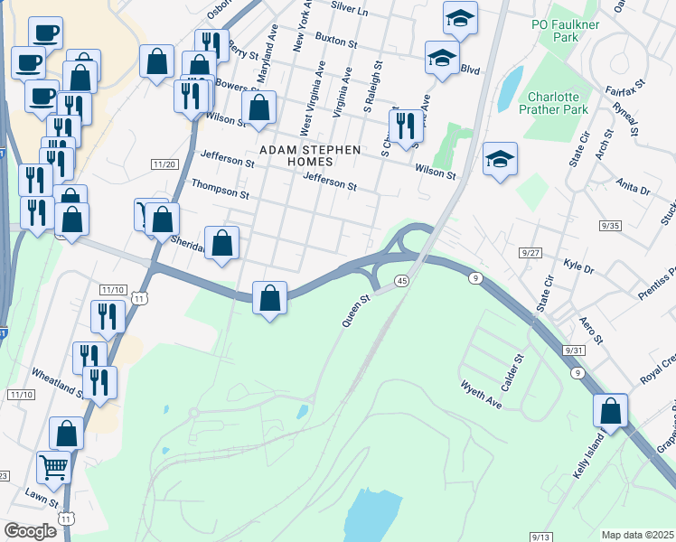map of restaurants, bars, coffee shops, grocery stores, and more near in 