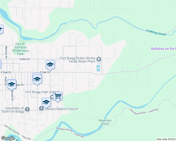 map of restaurants, bars, coffee shops, grocery stores, and more near 31400 Sherwood Road in Fort Bragg