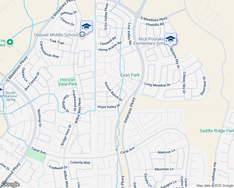 map of restaurants, bars, coffee shops, grocery stores, and more near 2130 Bears Ranch Drive in Reno