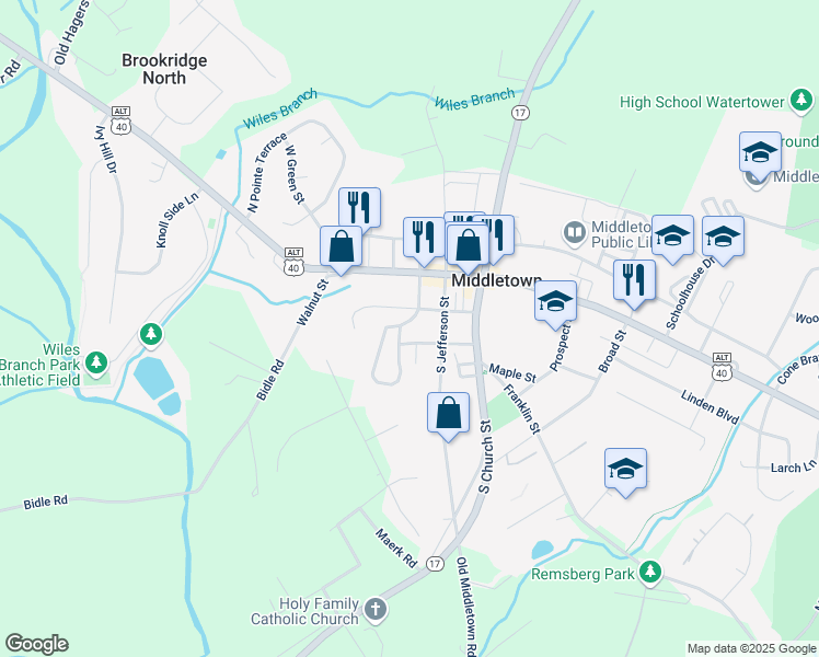 map of restaurants, bars, coffee shops, grocery stores, and more near 72 Boileau Court in Middletown