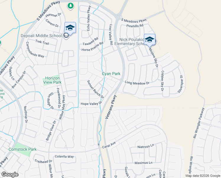 map of restaurants, bars, coffee shops, grocery stores, and more near 9598 Vikingholm Road in Reno