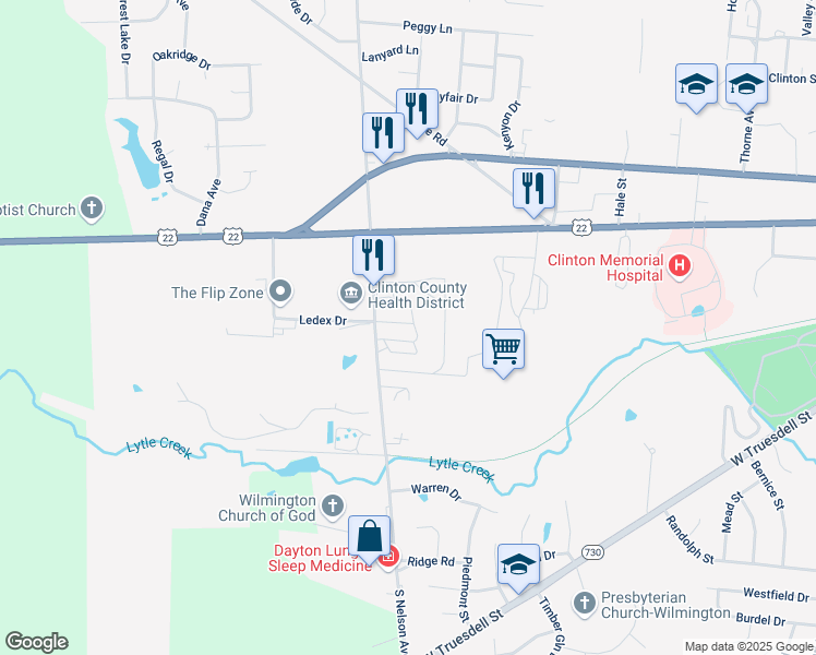 map of restaurants, bars, coffee shops, grocery stores, and more near 250 South Nelson Avenue in Wilmington
