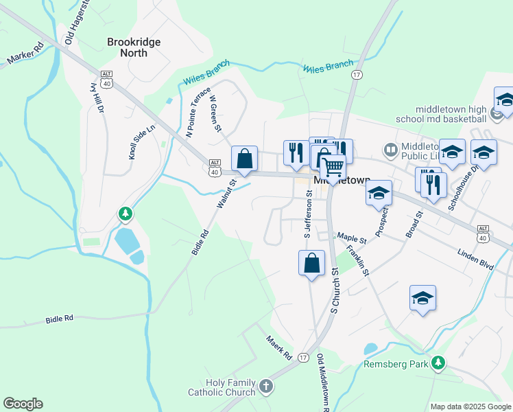 map of restaurants, bars, coffee shops, grocery stores, and more near 306 Washington Street in Middletown