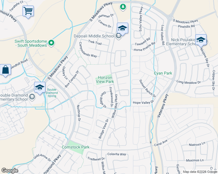 map of restaurants, bars, coffee shops, grocery stores, and more near 1750 Glen Cove Court in Reno