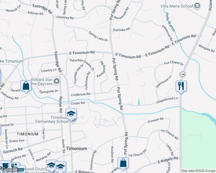 map of restaurants, bars, coffee shops, grocery stores, and more near 244 Coldbrook Road in Lutherville-Timonium