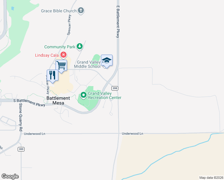 map of restaurants, bars, coffee shops, grocery stores, and more near 40 North Ridge Court in Parachute