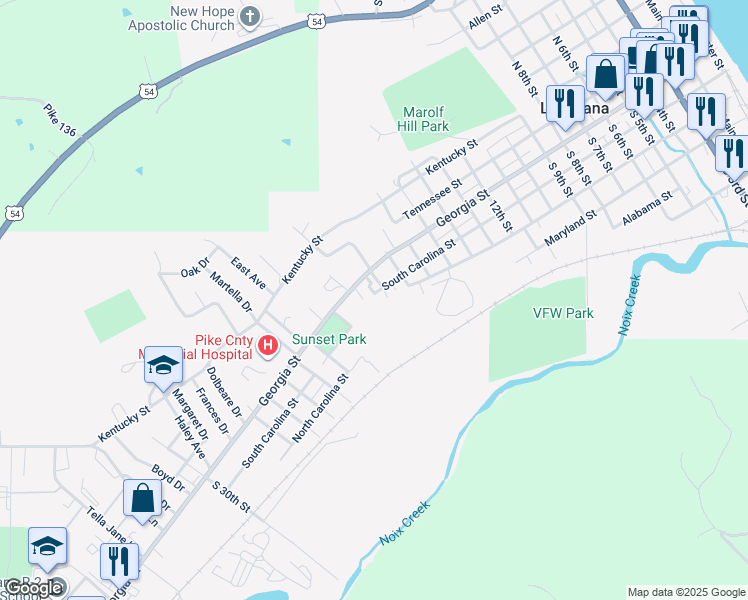 map of restaurants, bars, coffee shops, grocery stores, and more near 1810 South Carolina Street in Louisiana