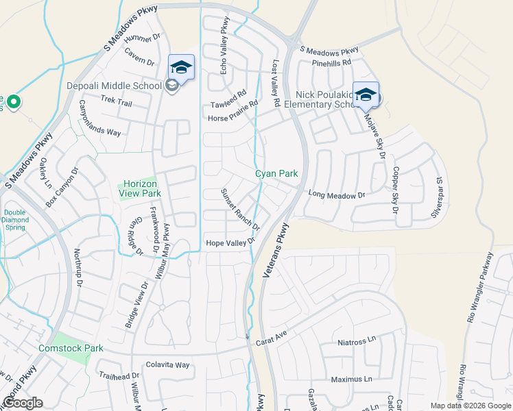map of restaurants, bars, coffee shops, grocery stores, and more near 2195 Half Dome Drive in Reno