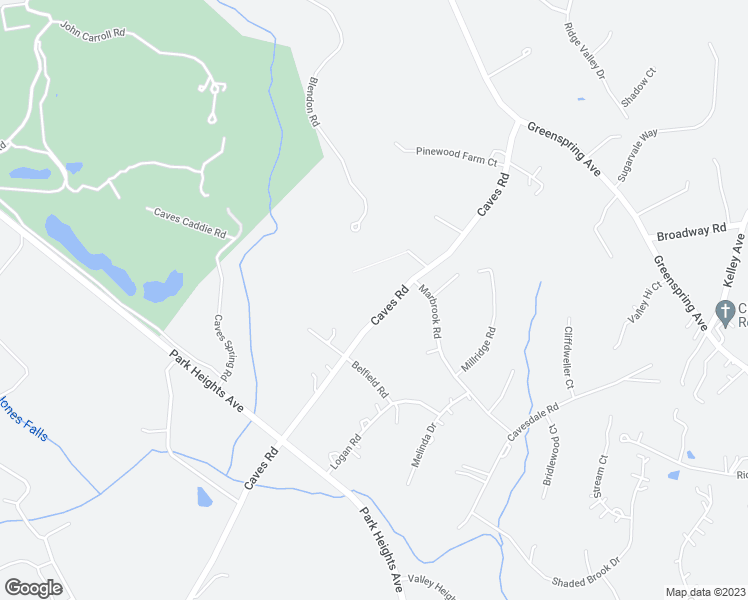 map of restaurants, bars, coffee shops, grocery stores, and more near 2306 Caves Road in Owings Mills