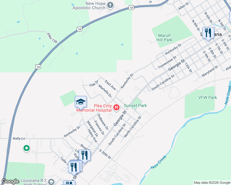 map of restaurants, bars, coffee shops, grocery stores, and more near 2215 Kentucky Street in Louisiana