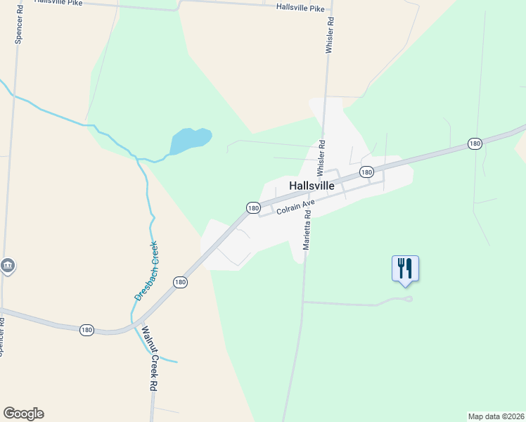 map of restaurants, bars, coffee shops, grocery stores, and more near 6968 Ohio 180 in Kingston