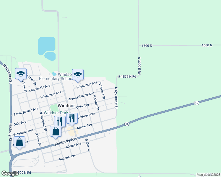 map of restaurants, bars, coffee shops, grocery stores, and more near 507 Pennsylvania Avenue in Windsor