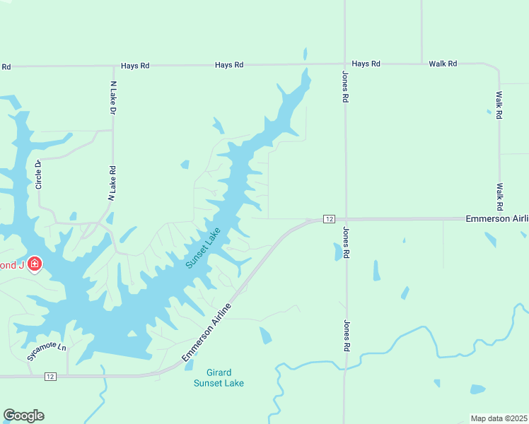 map of restaurants, bars, coffee shops, grocery stores, and more near 30520 East Lake Drive in Girard