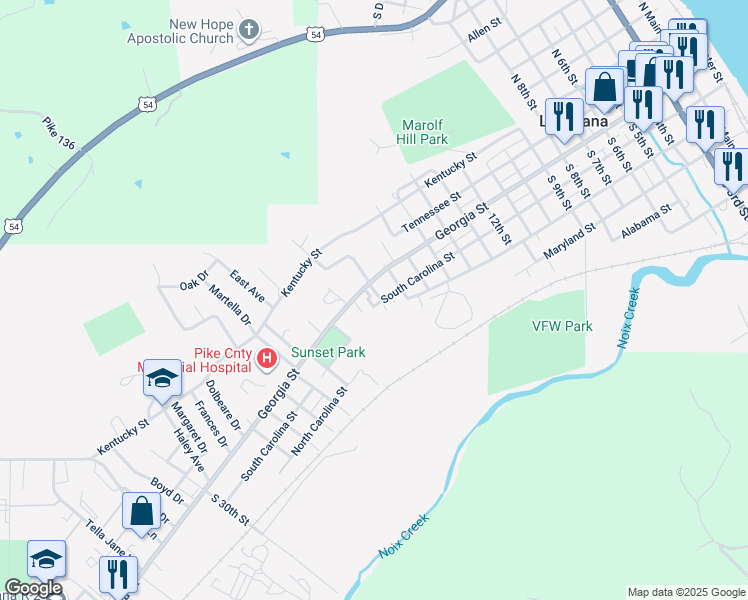 map of restaurants, bars, coffee shops, grocery stores, and more near 1810 South Carolina Street in Louisiana