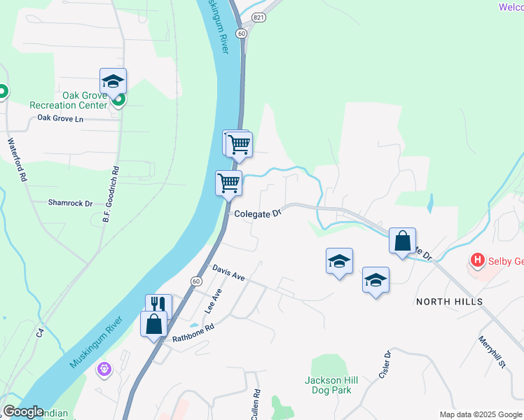 map of restaurants, bars, coffee shops, grocery stores, and more near 1512 Colegate Drive in Marietta