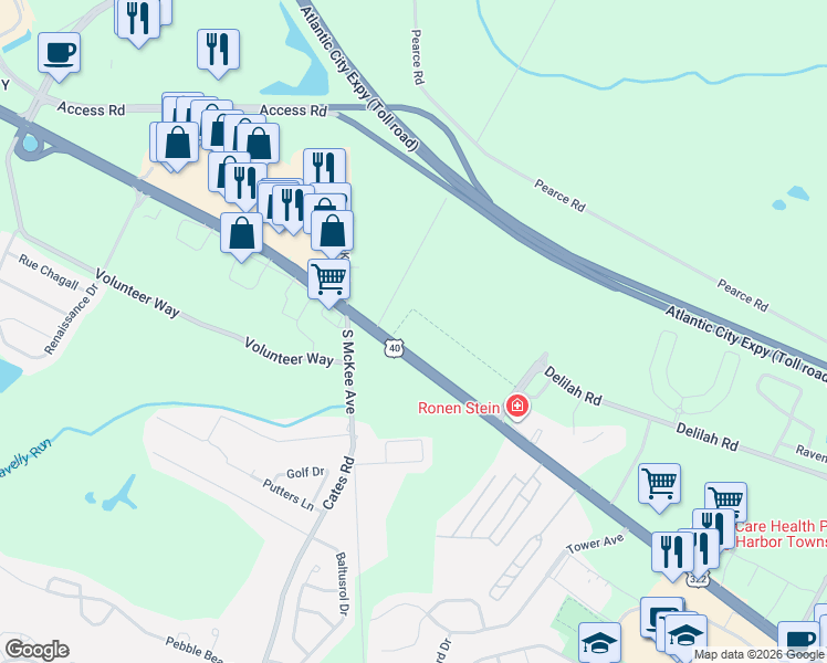 map of restaurants, bars, coffee shops, grocery stores, and more near 4127 Black Horse Pike in Hamilton