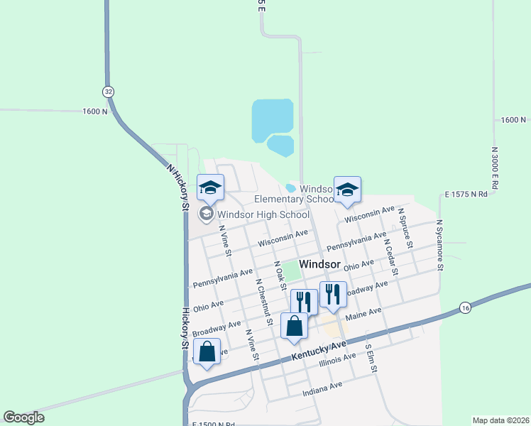 map of restaurants, bars, coffee shops, grocery stores, and more near 1126 Minnesota Avenue in Windsor