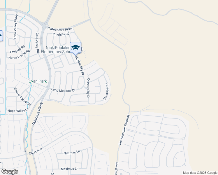 map of restaurants, bars, coffee shops, grocery stores, and more near 9716 Silverspar Street in Reno
