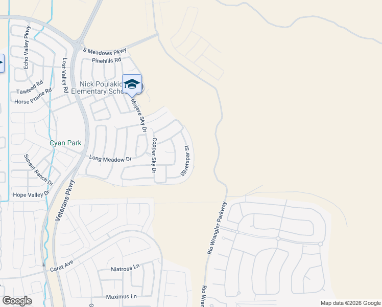 map of restaurants, bars, coffee shops, grocery stores, and more near 9716 Silverspar Street in Reno