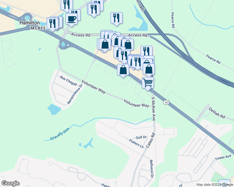 map of restaurants, bars, coffee shops, grocery stores, and more near 4246 Black Horse Pike in Hamilton