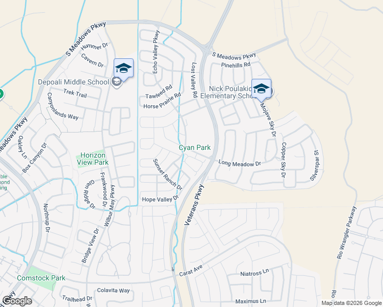 map of restaurants, bars, coffee shops, grocery stores, and more near 2121 Long Meadow Drive in Reno