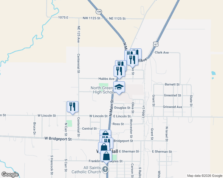map of restaurants, bars, coffee shops, grocery stores, and more near 100-154 Drummond Street in White Hall
