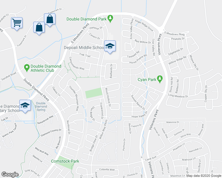map of restaurants, bars, coffee shops, grocery stores, and more near 1845 San Pablo Drive in Reno