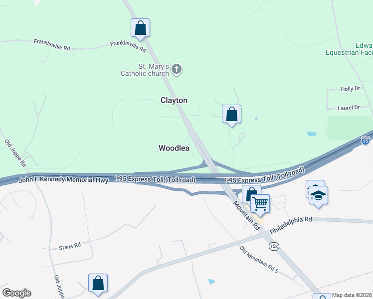 map of restaurants, bars, coffee shops, grocery stores, and more near 3000 Old Mountain Road South in Joppatowne