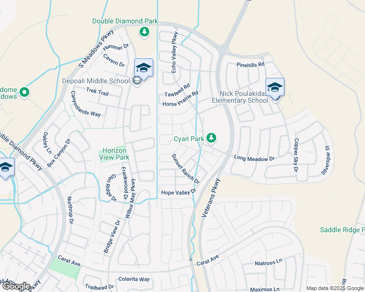 map of restaurants, bars, coffee shops, grocery stores, and more near 1998 Glacier Meadow Drive in Reno