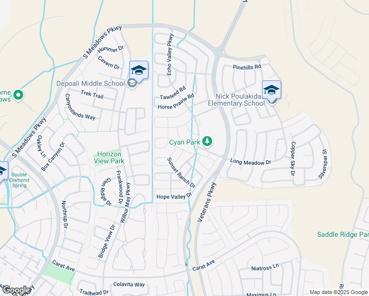 map of restaurants, bars, coffee shops, grocery stores, and more near 1998 Glacier Meadow Drive in Reno