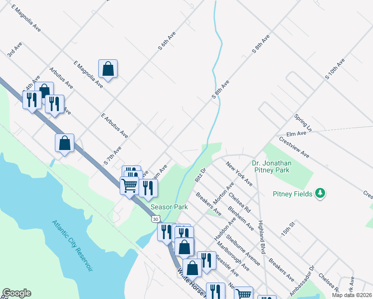 map of restaurants, bars, coffee shops, grocery stores, and more near 703 Angela Court in Galloway