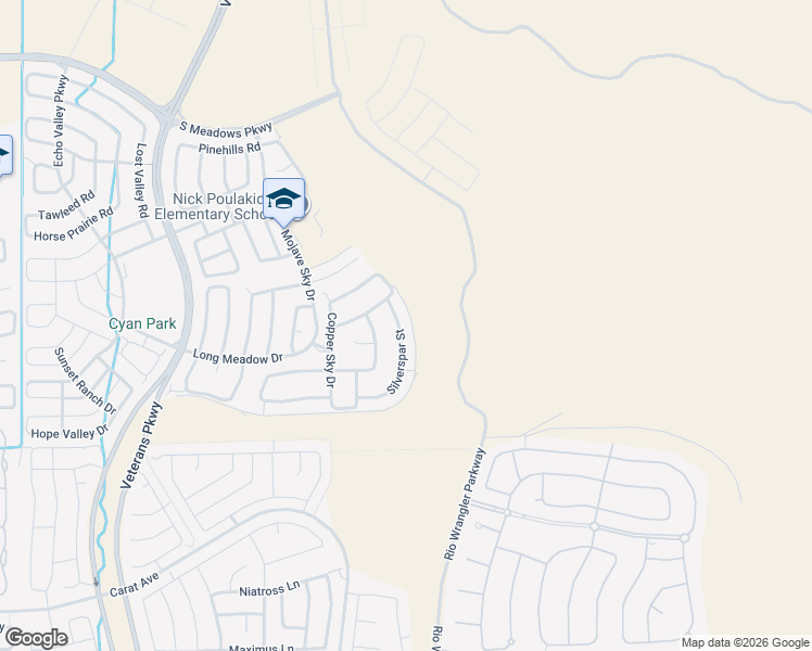 map of restaurants, bars, coffee shops, grocery stores, and more near 9716 Silverspar Street in Reno