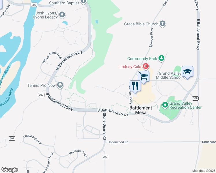 map of restaurants, bars, coffee shops, grocery stores, and more near 211 Eagle Ridge Drive in Parachute