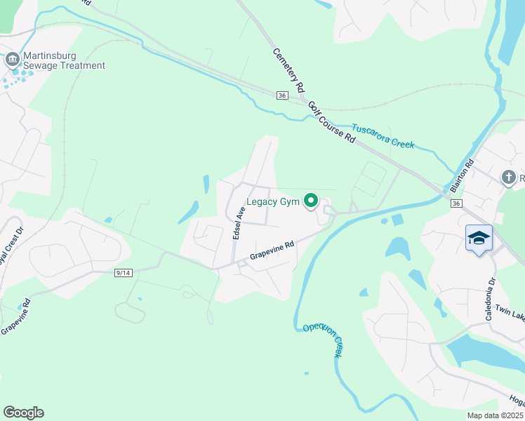 map of restaurants, bars, coffee shops, grocery stores, and more near 47 Ours Drive in Martinsburg