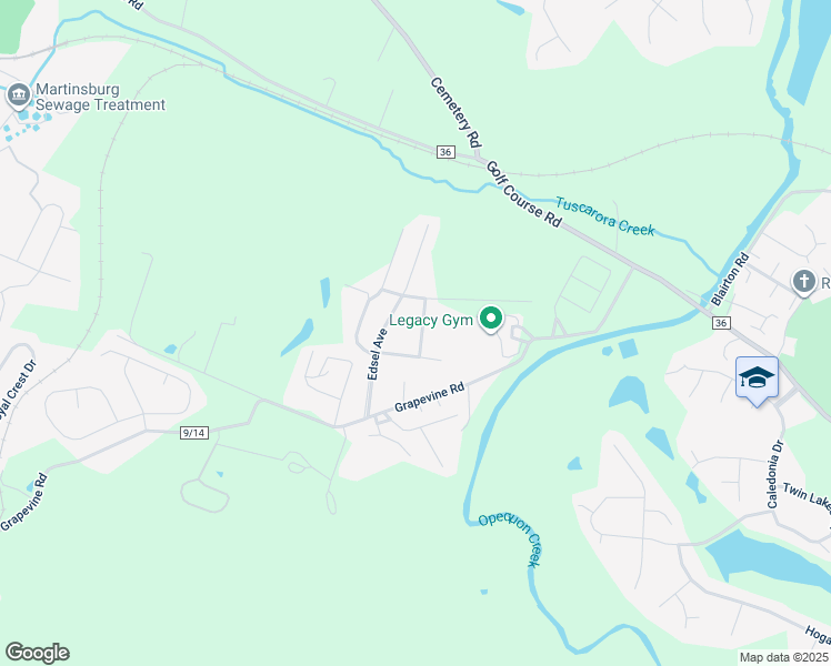 map of restaurants, bars, coffee shops, grocery stores, and more near 47 Ours Drive in Martinsburg