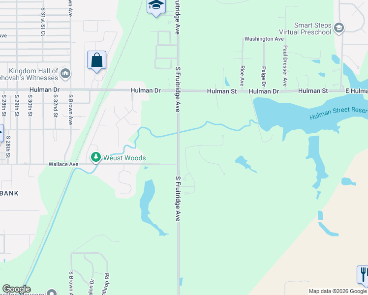 map of restaurants, bars, coffee shops, grocery stores, and more near 1964-2214 South Fruitridge Avenue in Terre Haute