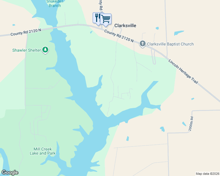 map of restaurants, bars, coffee shops, grocery stores, and more near 20101-20699 North 1170th Street in Marshall