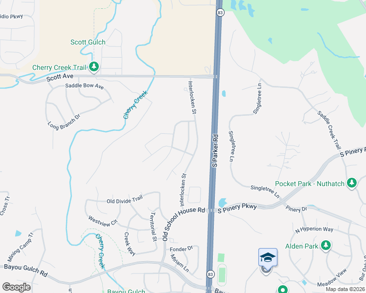 map of restaurants, bars, coffee shops, grocery stores, and more near 5668 Saddle Skirt Street in Parker