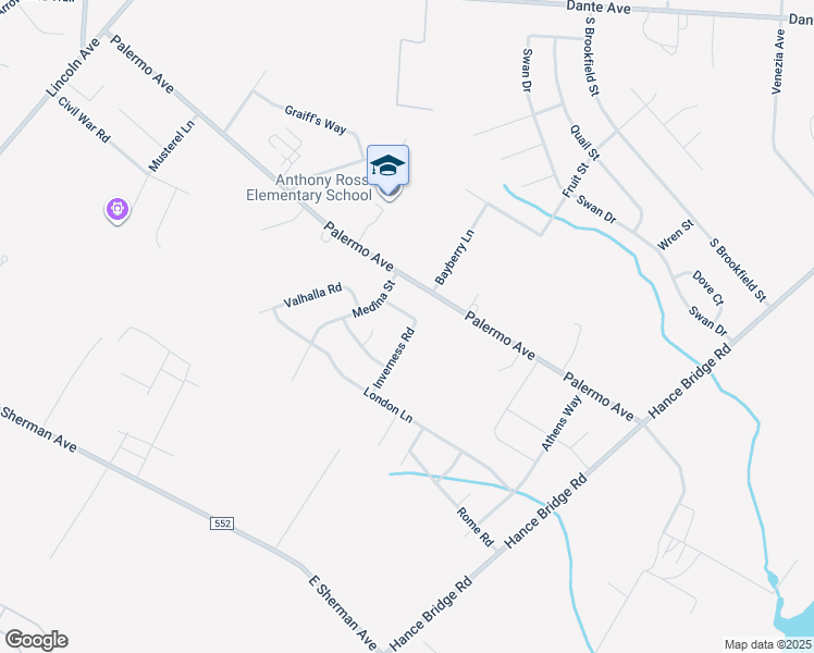 map of restaurants, bars, coffee shops, grocery stores, and more near 2703 Inverness Road in Vineland