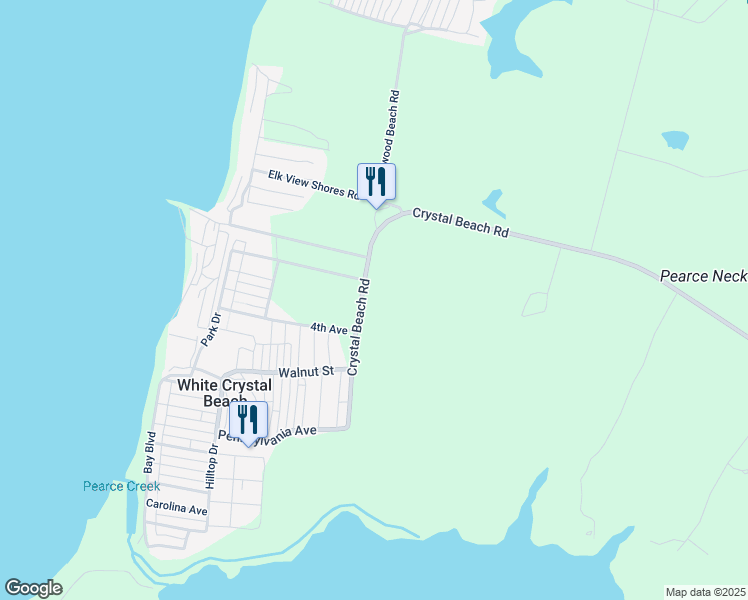 map of restaurants, bars, coffee shops, grocery stores, and more near 2926 Crystal Beach Road in Earleville