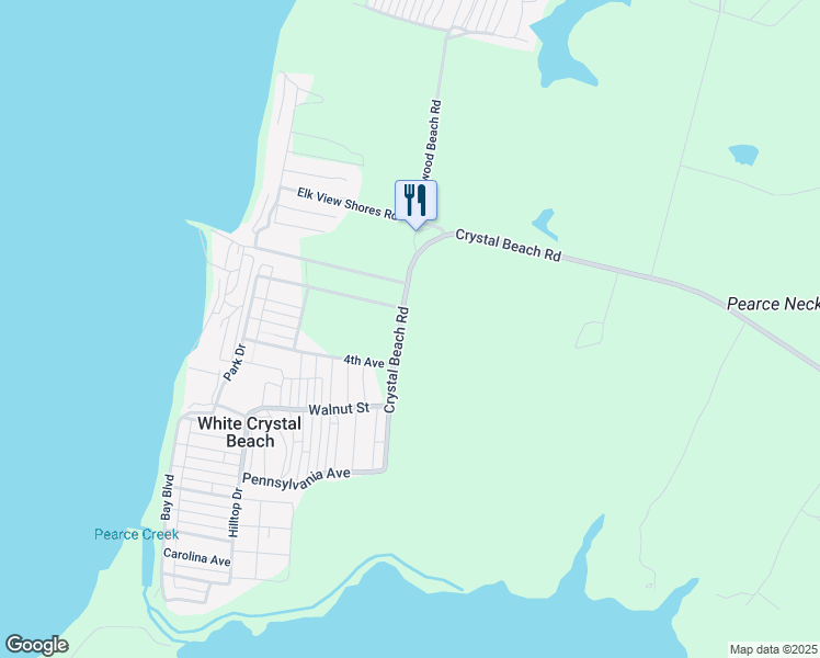 map of restaurants, bars, coffee shops, grocery stores, and more near 2926 Crystal Beach Road in Earleville