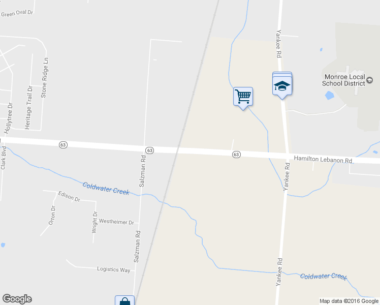 map of restaurants, bars, coffee shops, grocery stores, and more near 1275 Hamilton Lebanon Rd in Monroe