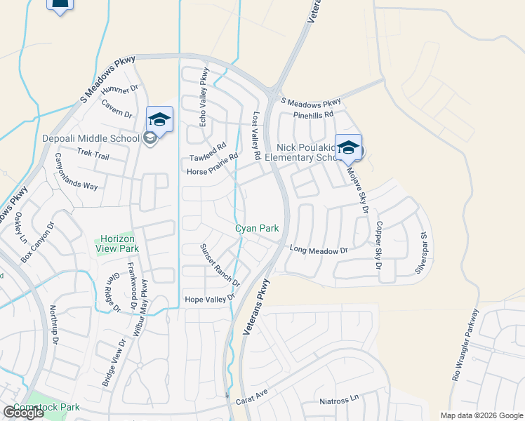 map of restaurants, bars, coffee shops, grocery stores, and more near 2121 Long Meadow Drive in Reno