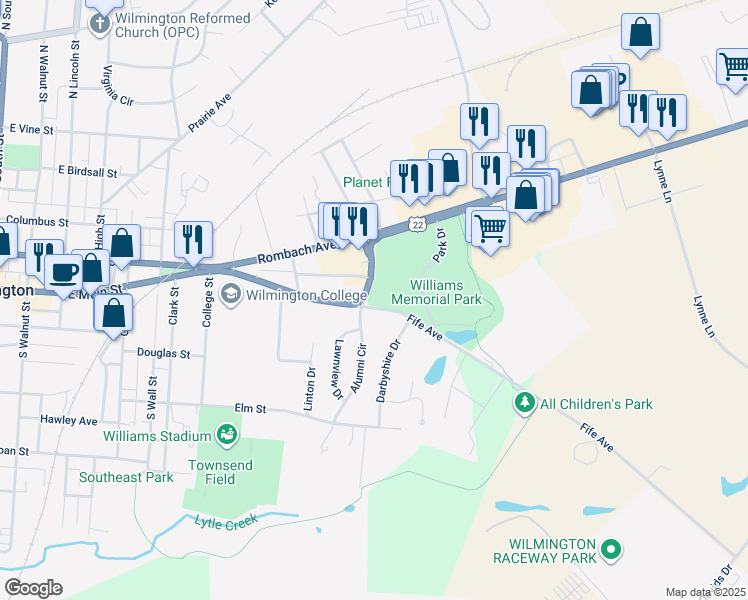 map of restaurants, bars, coffee shops, grocery stores, and more near 909 Fife Avenue in Wilmington