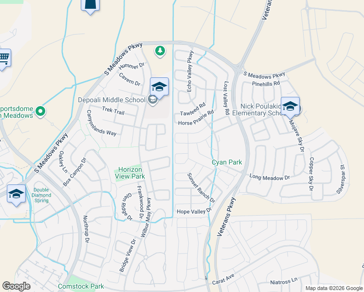 map of restaurants, bars, coffee shops, grocery stores, and more near 1865 Wind Walker Drive in Reno
