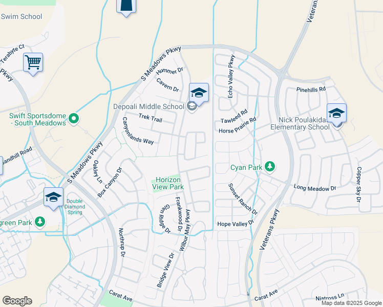 map of restaurants, bars, coffee shops, grocery stores, and more near 1815 Badlands Drive in Reno