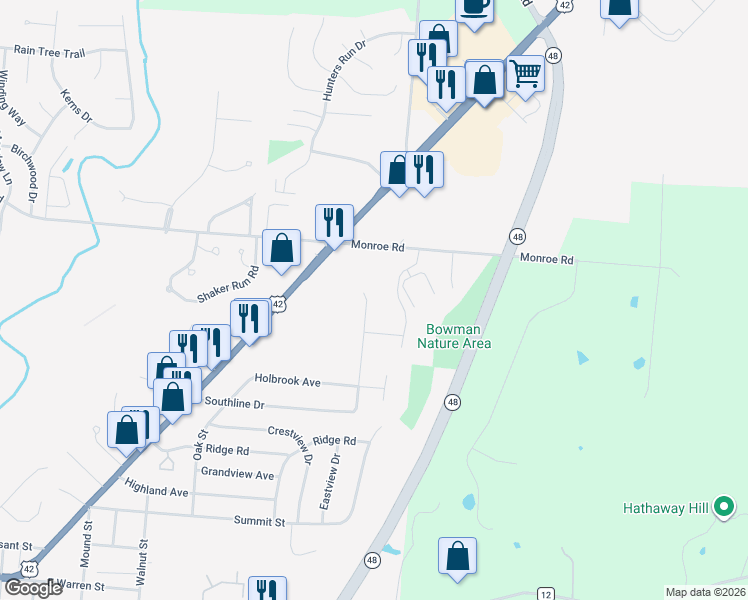 map of restaurants, bars, coffee shops, grocery stores, and more near 983 East Ridge Drive in Lebanon